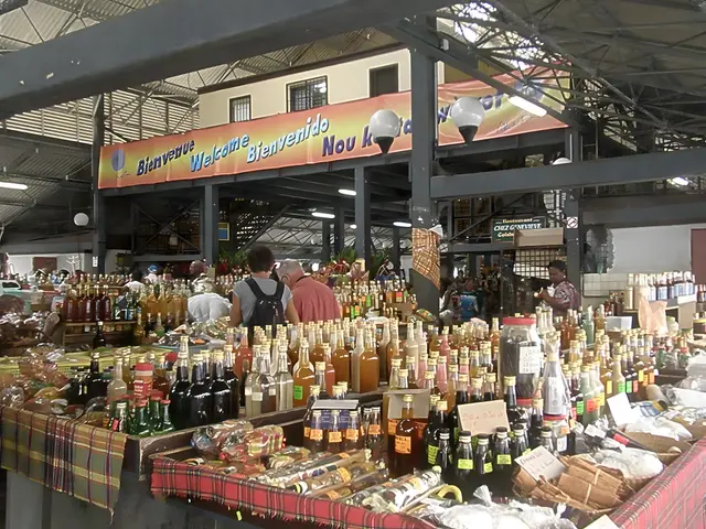 Rum and spice stalls at the Grand Marché